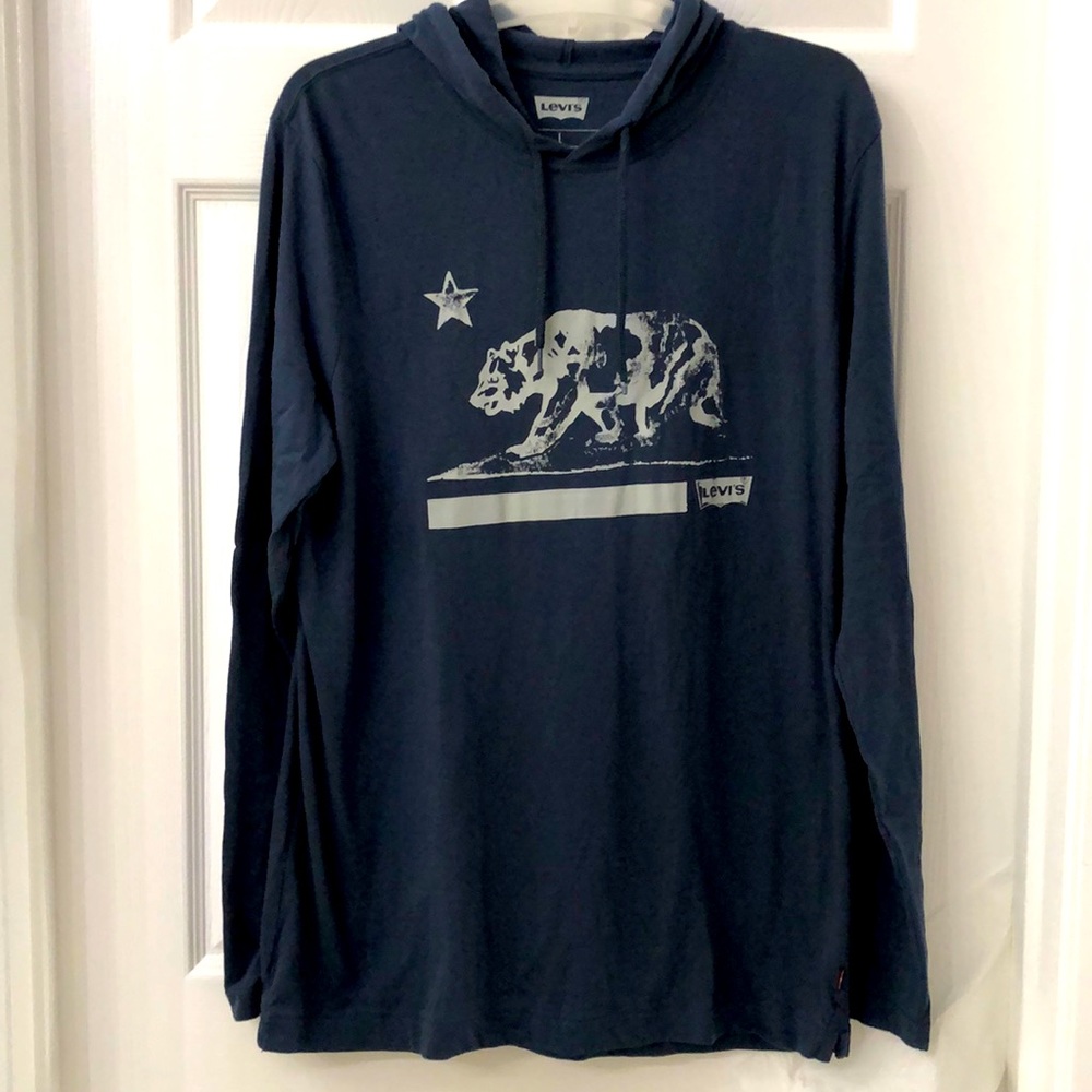 Levi Strauss & Company.  Navy Blue long sleeve hoodie.